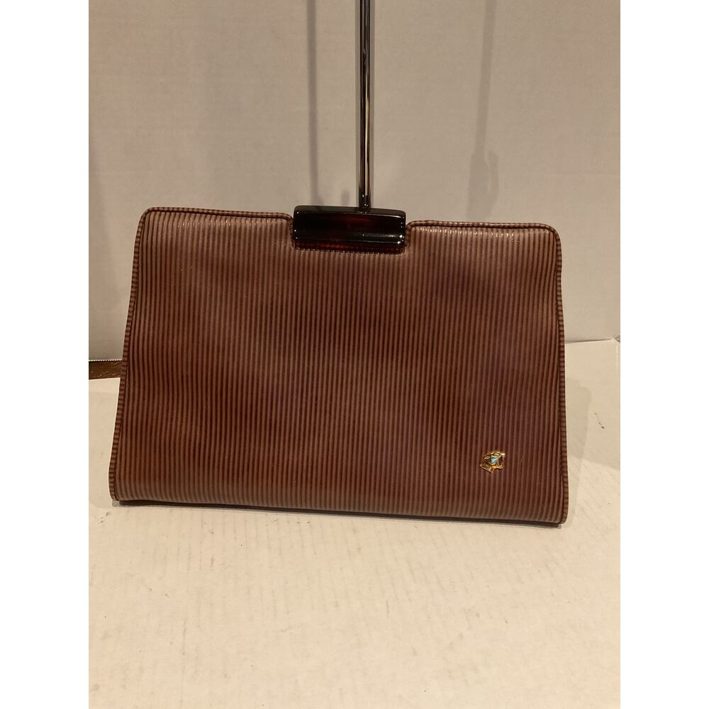 Bagheera - Italian made  Vintage Brown Leather Clutch with Bakelite Closure